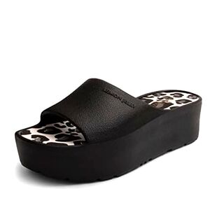 Lemon Jelly Black Platform Slide Sandals